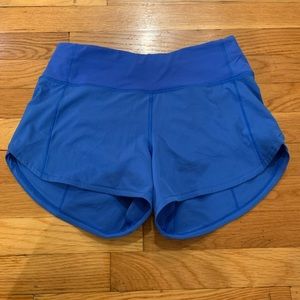 Lululemon speed up high rise 4inch blue shorts
